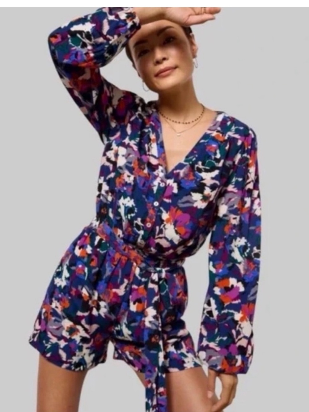 Evereve Hadley Shorts Romper Abstract Floral XS Retail $109.00